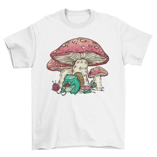 Frog and mushroom house t-shirt