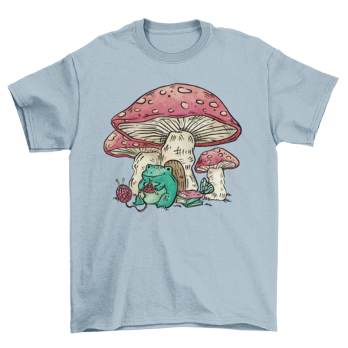 Frog and mushroom house t-shirt