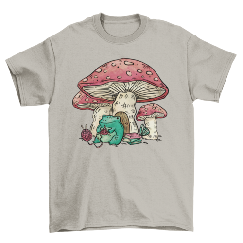 Frog and mushroom house t-shirt