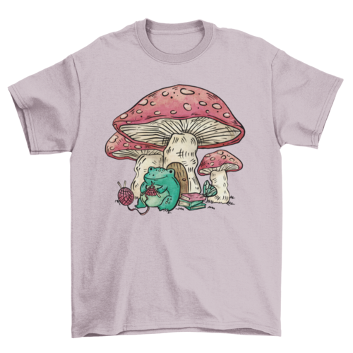 Frog and mushroom house t-shirt