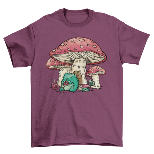 Frog and mushroom house t-shirt